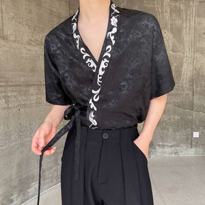 Summer Satin Jacquard Strappy Shirt