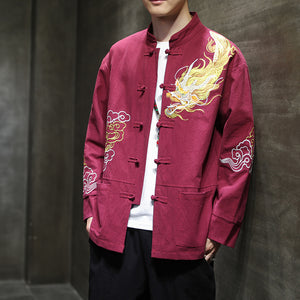 Retro Dragon Embroidered Long Sleeve Jacket