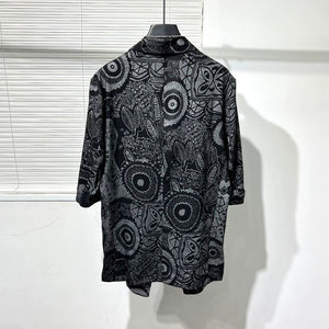 Irregular Printed Three-quarter Sleeve Shirt