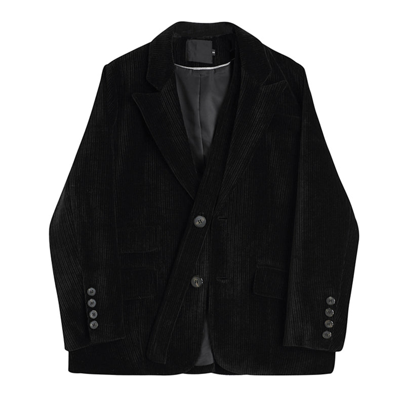 Black Corduroy Padded Blazer