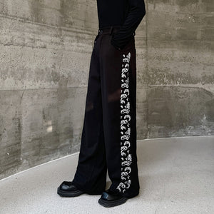 Embroidered Straight Trousers