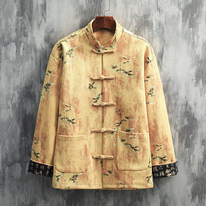 【Lan Ting Xu】Button Calligraphy Tea Zen Shirt Top