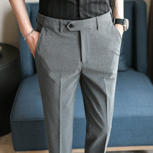 Elastic Waist Slim Fit Suit Trousers