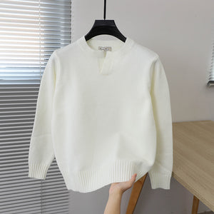 Solid Color Small V-neck Sweater