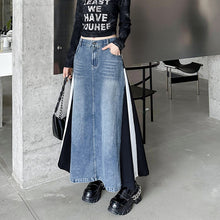 Load image into Gallery viewer, Spliced Denim Loose A-line Skirt
