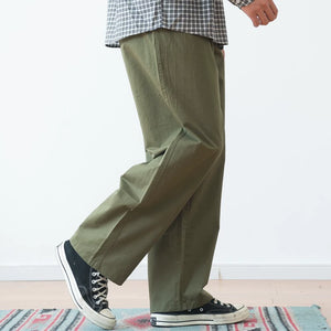 Japanese Retro Solid Loose Straight Trousers