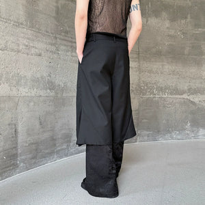 Patchwork Wide-leg Casual Pants