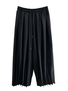 Loose Pleated Cropped Wide-leg Pants