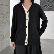 Load image into Gallery viewer, Loose Knitted Cardigan with Contrast Buttons
