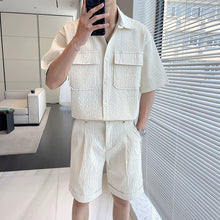 Load image into Gallery viewer, Pleated Simple Shirt and Shorts Set
