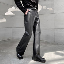 Load image into Gallery viewer, Black PU Leather Flared Casual Pants
