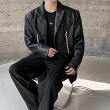 Load image into Gallery viewer, Zippered Single-breasted PU Leather Jacket
