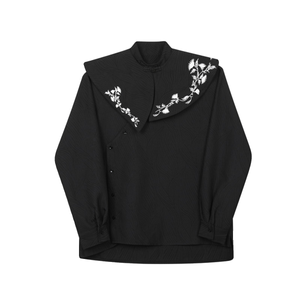 Detachable Embroidered Cloud Shoulder Dark Pattern Shirt