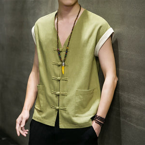 Thin Cotton And Linen Vest Loose And Breathable