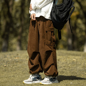 Japanese Retro Loose Corduroy Pocket Pants