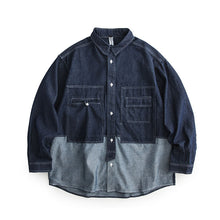 Load image into Gallery viewer, Washed Patchwork Multi-pocket Denim Shirt
