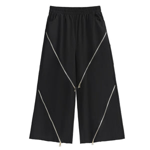 Zip Casual Straight Wide Leg Pants