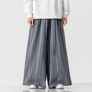 Loose Culottes Harem Stripe Casual Pants