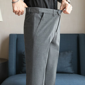 Elastic Waist Slim Fit Suit Trousers