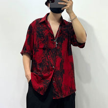 Load image into Gallery viewer, Irregular Printed Loose Red Shirt
