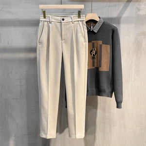 Straight Slim Woolen Casual Pants