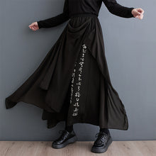 Load image into Gallery viewer, Loose Calligraphy Print Shirt Irregular Wide Leg Culottes
