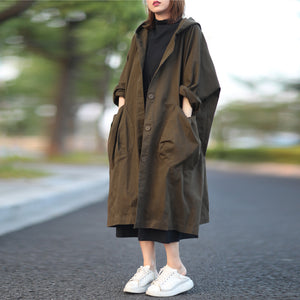 Retro Loose Hooded Trench Coat