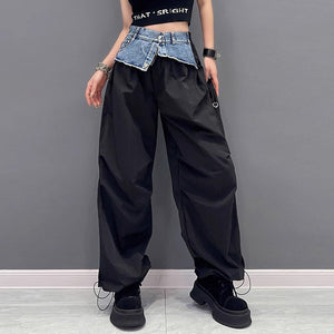 Denim Contrast Patchwork Pants