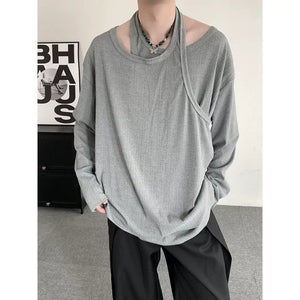 Fake Two-Piece T-shirt Loose Double-Layer Neckline shirt