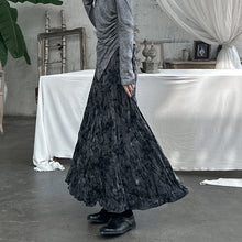 Load image into Gallery viewer, Black A-line Mid-length Pleated Skirt
