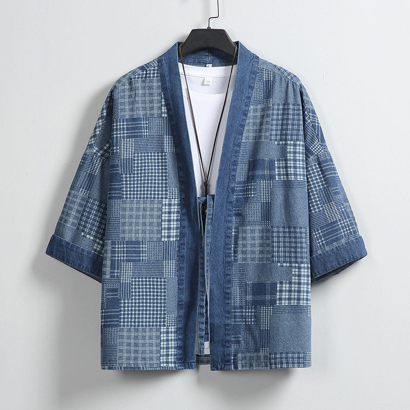 Denim Plaid Casual Work Jacket