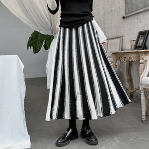 Contrast Color Vertical Striped Loose Skirt