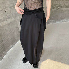 Load image into Gallery viewer, Black Three-dimensional Pleated Irregular Skirt Pants
