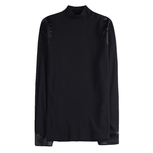 Spliced half Turtleneck Stretch Bottoming Shirt