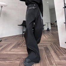 Load image into Gallery viewer, Dark Structured Patchwork Leather Wide-leg Pants
