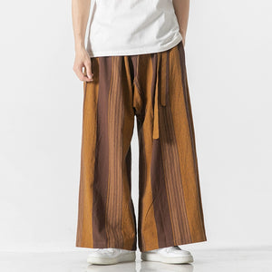 Striped Straight Wide-leg Casual Culottes