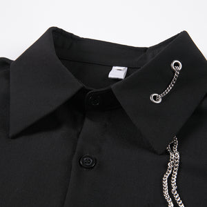 Chain Loose Black Long Sleeve Shirt