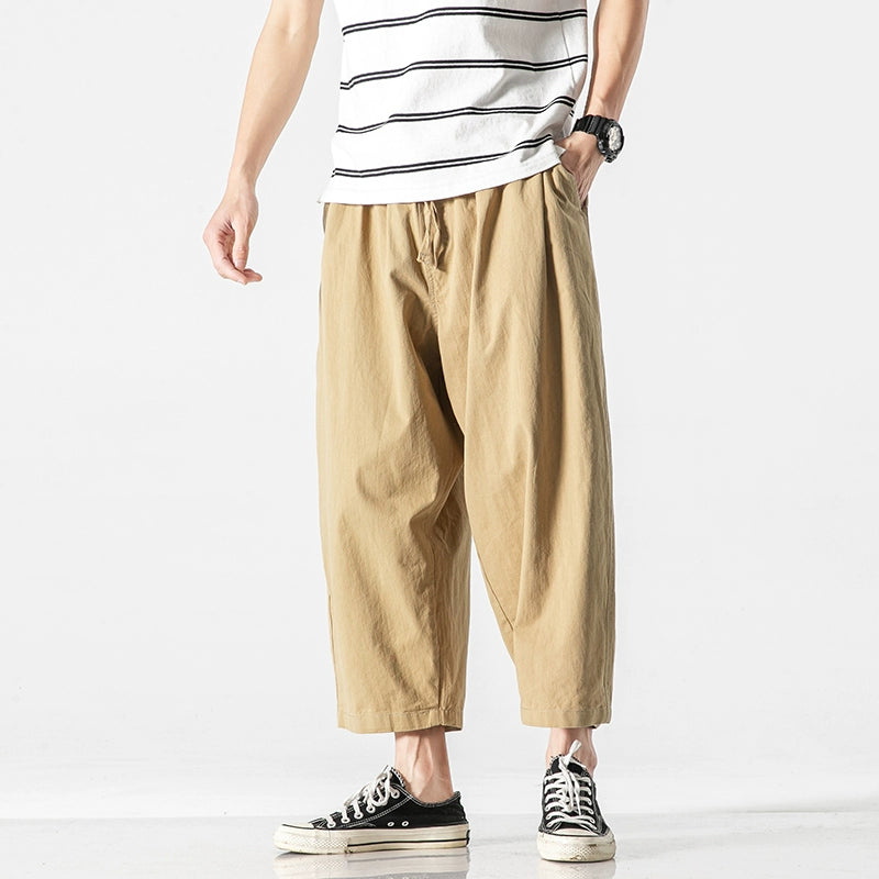 Retro Straight Loose Cropped Trousers