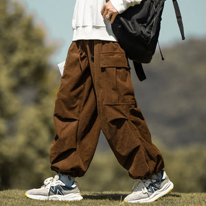 Japanese Retro Loose Corduroy Pocket Pants