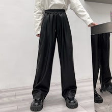 Load image into Gallery viewer, Retro Pu High Waist Loose Wide Leg Pants
