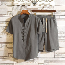 Load image into Gallery viewer, Linen T-shirt and Shorts Two-Piece Set
