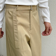 Load image into Gallery viewer, Straight Leg Belted Draped Suit Trousers
