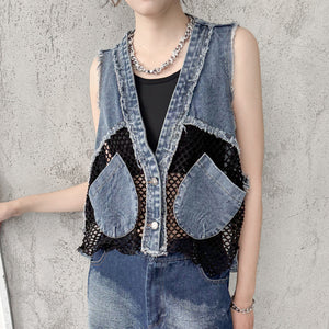 Mesh Short Denim Vest