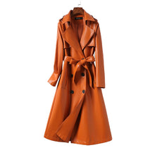 Load image into Gallery viewer, Winter Mid-length Leather Trench Coat
