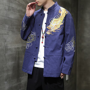 Retro Dragon Embroidered Long Sleeve Jacket