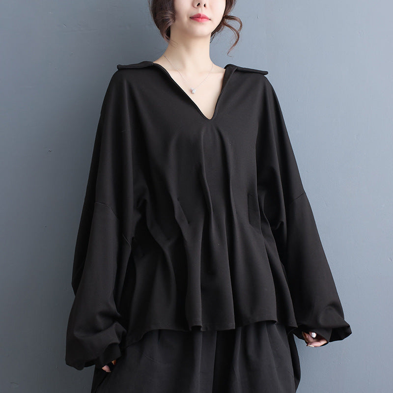 Loose Pleated Dolman Sleeve Top