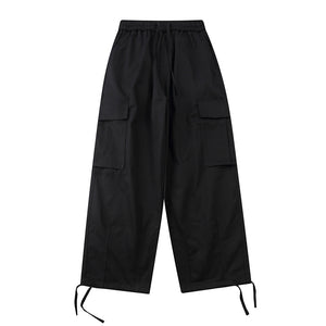 Drawstring Side Pockets Adjustable Trousers