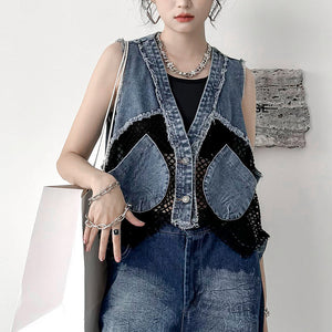 Mesh Short Denim Vest