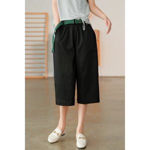 Retro Loose Wide Leg Cropped Pants