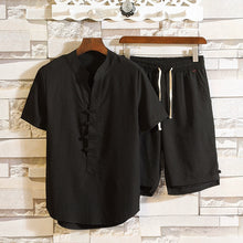 Load image into Gallery viewer, Linen T-shirt and Shorts Two-Piece Set
